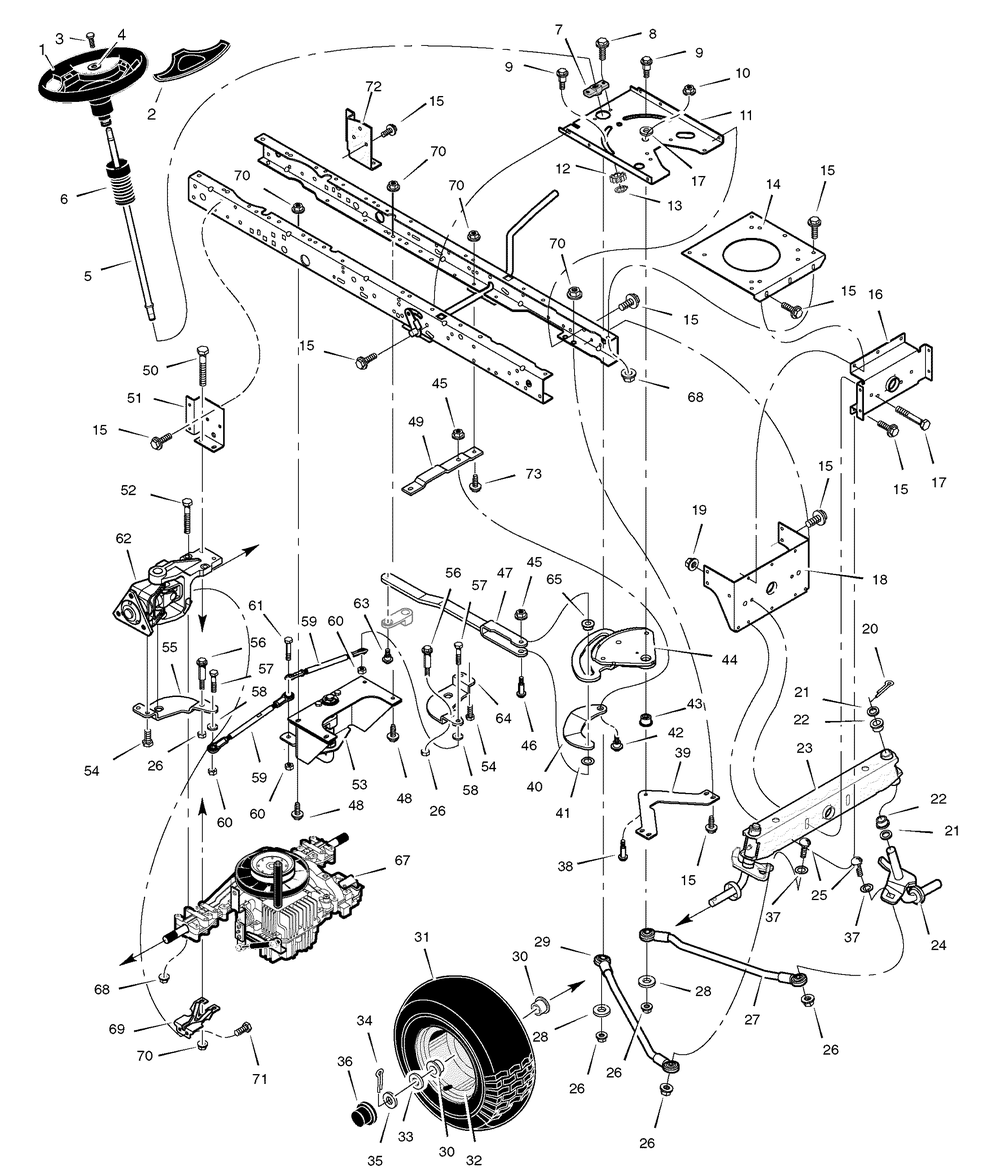 Steering Diagram and Parts List for 425640X50B 2006 Briggs and Stratton Lawn Tractor